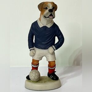Vintage 1994 Robert Harrop Boxer Dog Football Scotland Figurine 5.25" England
